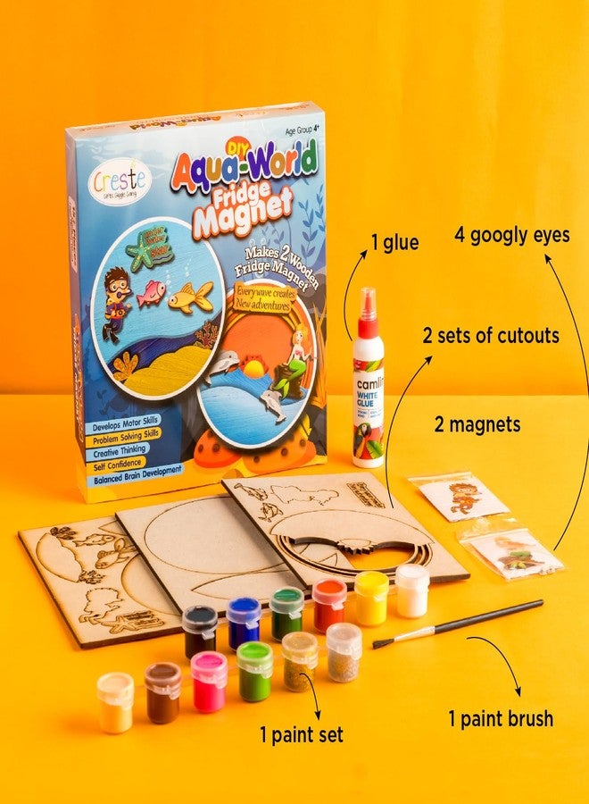 Creste Aqua Fridge Magnet Making Kit | Art and Craft Kit for Kids, Fun Activity Toys for Kids, DIY Mosaic Art Kit | Creative Toys for Kids Ages 4+ Aqua Theme (Set of 2 Magnets in 1 Pack) - Image 2